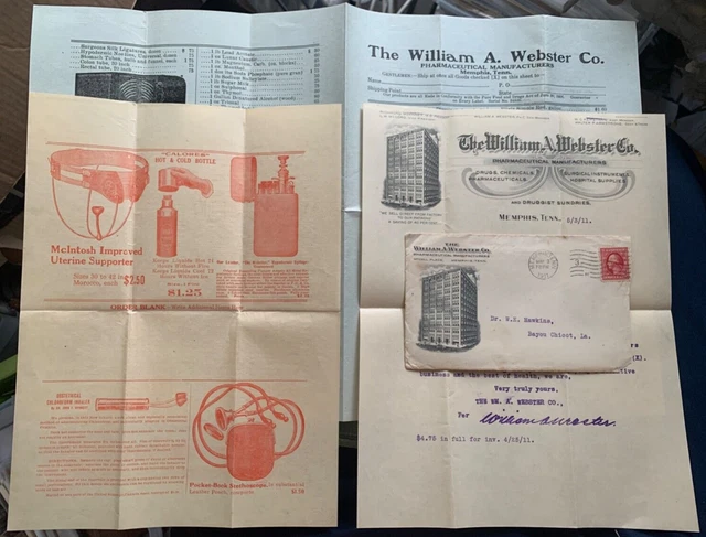 1911 Memphis Tn Quack Medicine Medical Devices Ad Lot ! Optical Letter+Brochures 1911 Memphis Tn Quack Medicine Medical Devices Ad Lot ! Optical Letter+Brochures