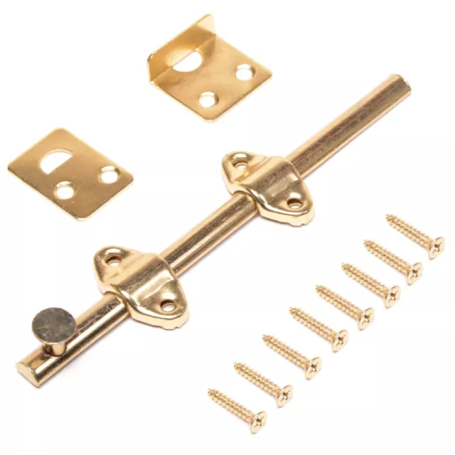 WESSEL 6" Door Surface Bolt Latch Security Privacy Lock Brass Plated