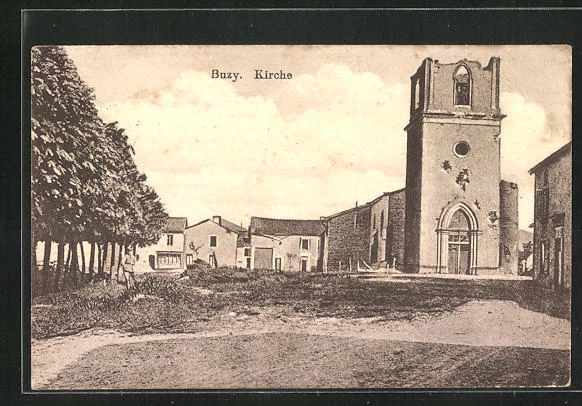 CPA Buzy, Church in Ruins 1917