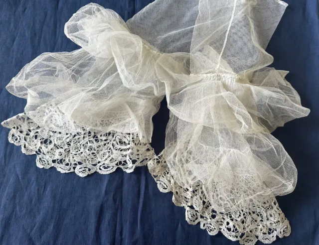 Antique Undersleeves Honiton Lace Cuffs Engageantes Pair