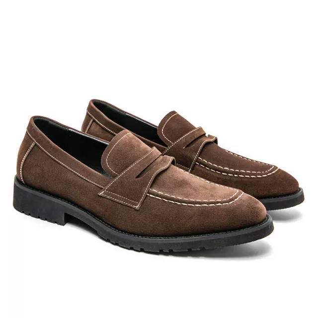 MEN'S CASUAL SUEDE Leather Shoes Business Round Toe Loafer Slip On ...