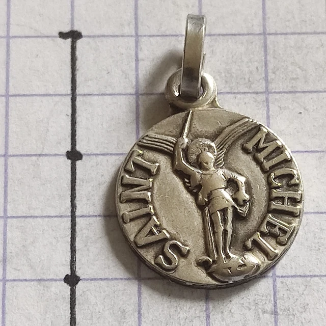 Pendentif Ancien En Argent Massif 850 ‰ - Médaille Religieuse Saint Joseph, Style Vintage France