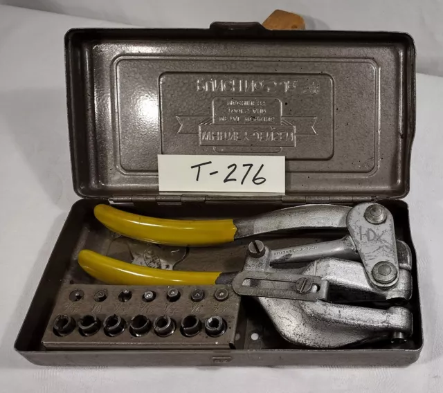 (275) Vtg Whitney-Jensen Punch No 5 Jr Hand Punch Set 7 Dies 7 Punches Metal Cas