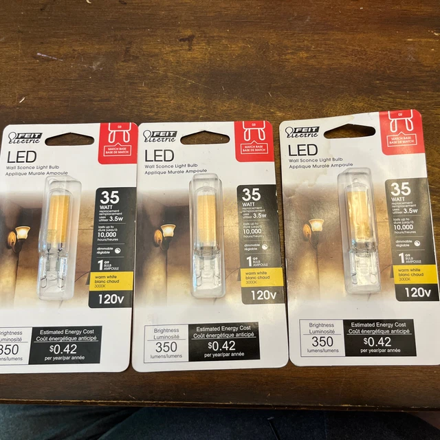 3X Feit Electric BP35G9/830/LED 3.5W 3000K 350 Lumens Warm White LED Light Bulb