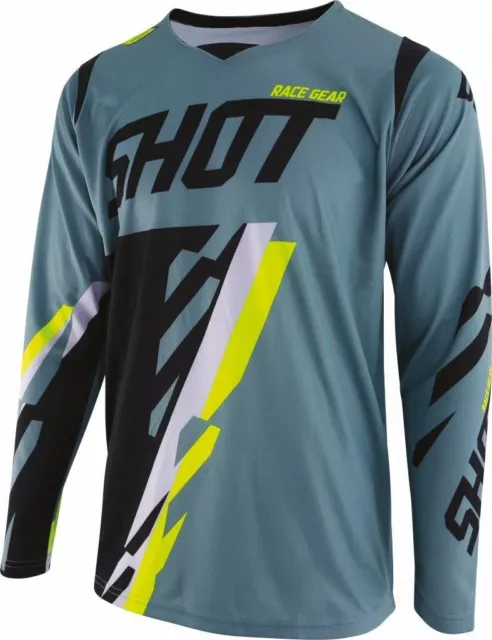 SHOT Maillot motocross score kaki neon jaune taille XL *NEUF*