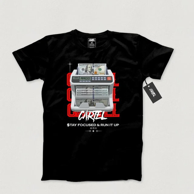Men CARTEL Run It Up, Stay Focused T-Shirt