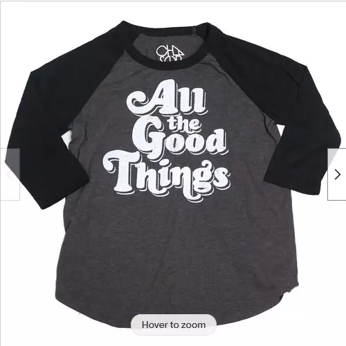 Chaser Women's All The Good Things Gray Baseball Tee Shirt Top(BLACK,SMALL) NWT