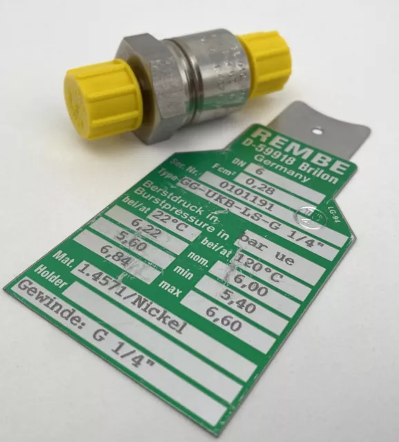 Rembe GG-UKB-LS-G 1/4" 1/4" NPT Low Pressure Rupture Disc Nickel