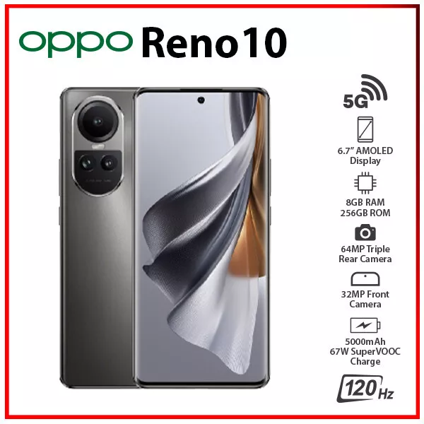 OPPO Reno 10 12+256 GB 5G 6.7" 120Hz CPH2531 Dual Sim Factory Unloced SmartPhone 2