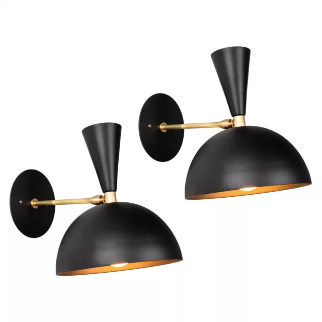 Pair of Large 'Lola II' Sconces in Black Wall Fixture