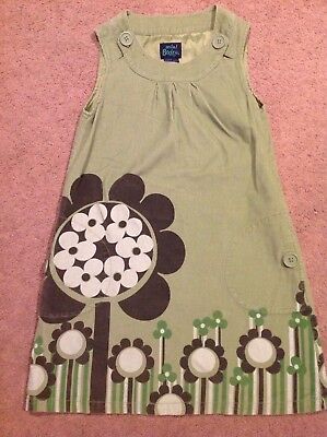 Mini Boden Girls Green Corduroy Graphic Floral Sleeveless Jumper Dress. 9-10Y