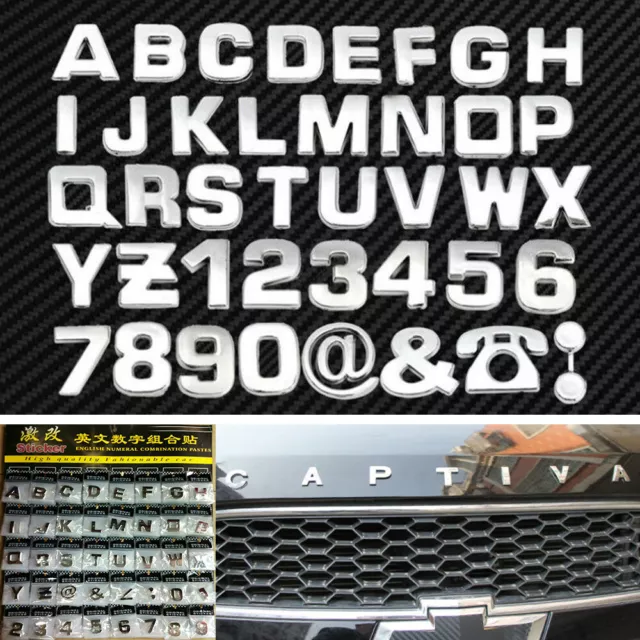 40 STÜCK AUTO Chrom DIY 3D Buchstaben Digital Alphabet Emblem Aufkleber EUR  11,29 - PicClick DE