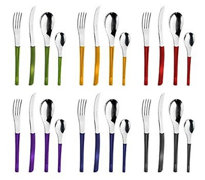 Pintinox Set da 24 Posate Serie Movie in Acciaio Inox Nichel Free con Manico Colore Arancione 