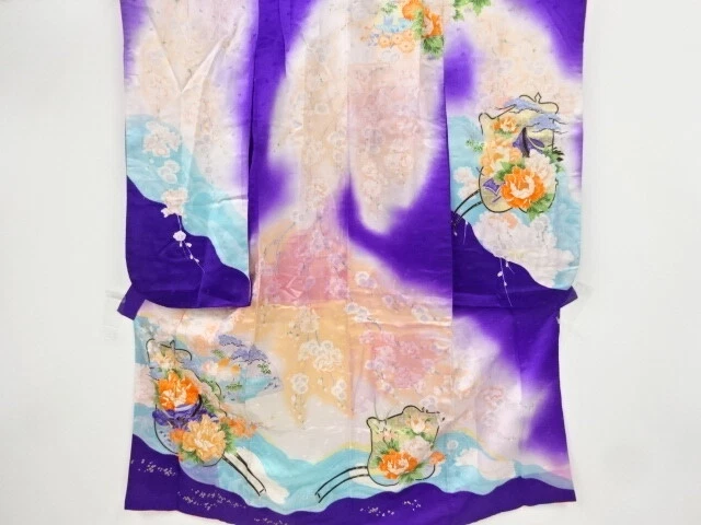 45740# Japanese Kimono / Antique Kimono For Girls / Embroidery / Carriage &