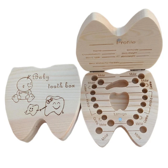 Wooden Milk Teeth Organizer Storage Tooth Box Boys Save GirlXRE Case S1Q1