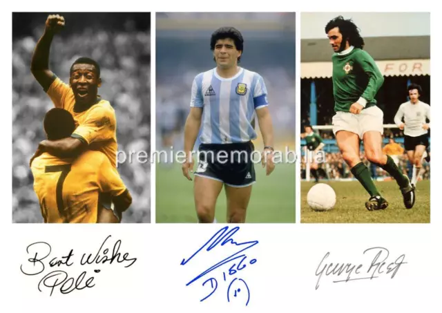 Pele George Best Diego Maradona Signed Reprint Exclusive A4 Print