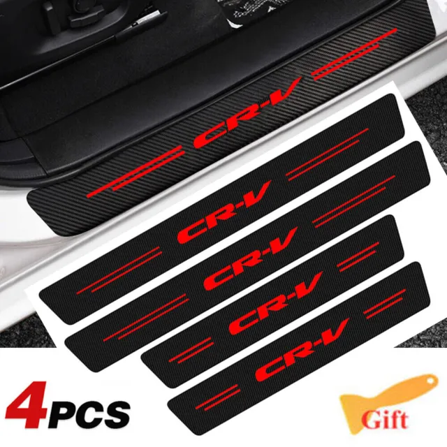 4x For Honda CRV Car Door Plate Sill Scuff Cover Anti Scratch Carbon Fiber Trims