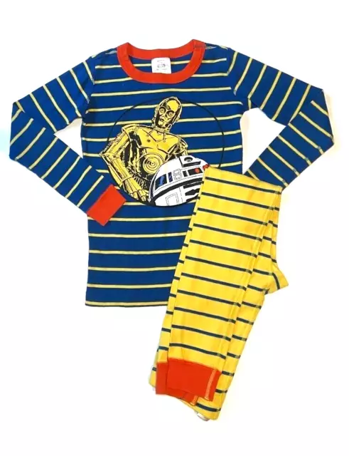 Hanna Andersson Boy Size 140 US 10 Star Wars R2D2 C3PO Long John Pajamas Stripe