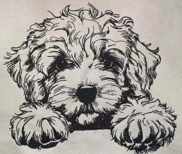 COCKAPOO PUPPY DOG White Cotton Dish Tea Towel EMBROIDERED Personalized