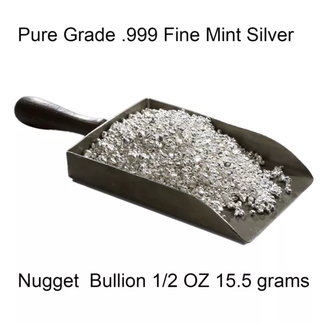 1/2 oz Silver Bullion Pure Grade .999 Fine Mint Granules Nuggets 15.50 grams 2