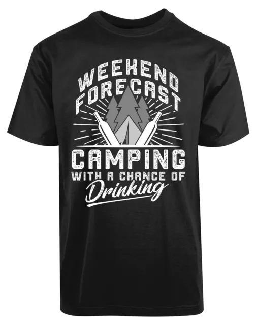 Weekend Forecast Camping With A Chance Of Drinking New Mens Shirt Casual Top Tee