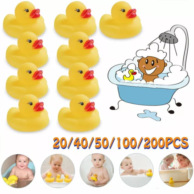 20X/50X/100X/200X Yellow Mini Rubber Squeaky Ducks Bath Shower Kid Baby Toy