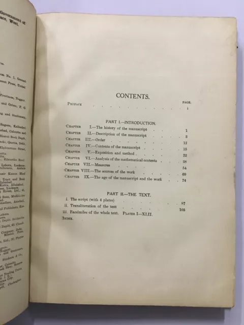 Kaye, G.R : The Bakhshali Manuscript. Un Étude En Médiéval Mathématiques 1927 3