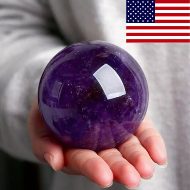 Natural Amethyst Quartz Sphere Gemstone Crystal Ball Reiki Healing Stone US