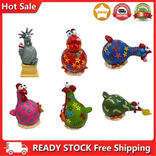 Resin Chicken Statue Desk Ornament Courtyard Funny Cute Chick Figurine Animal