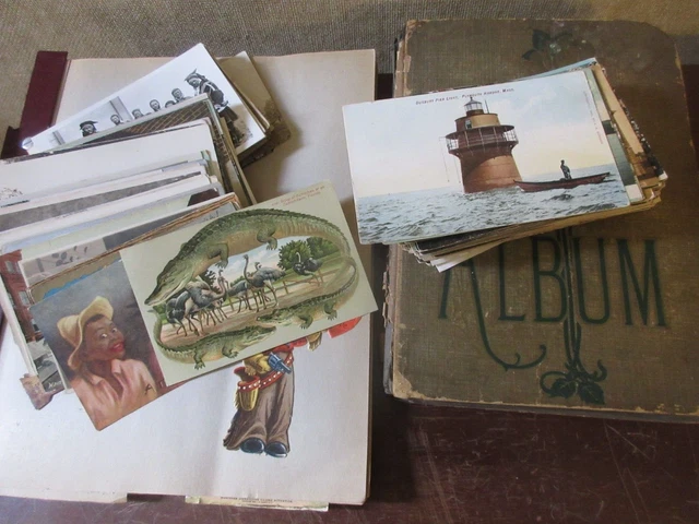 COLLECTION of 375+ OLD POSTCARDS, Loose  & Albums, Holiday, RPPC, Military, etc!