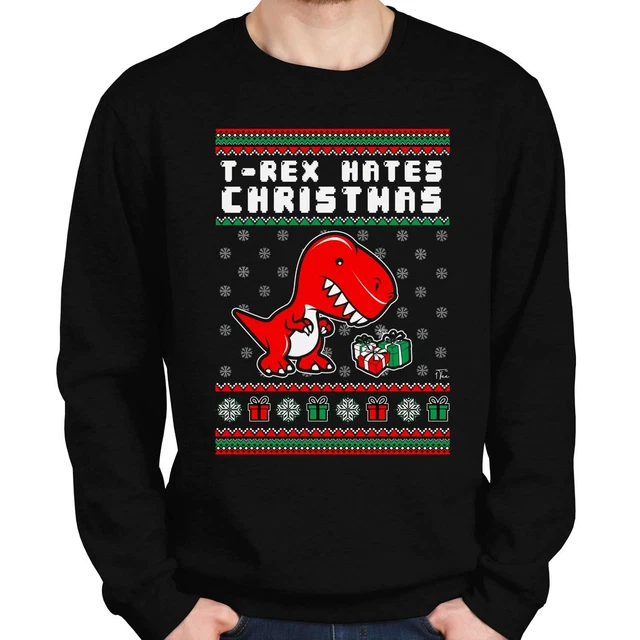 1Tee Mens T-rex Hates Christmas Dinosaur Sweatshirt Jumper