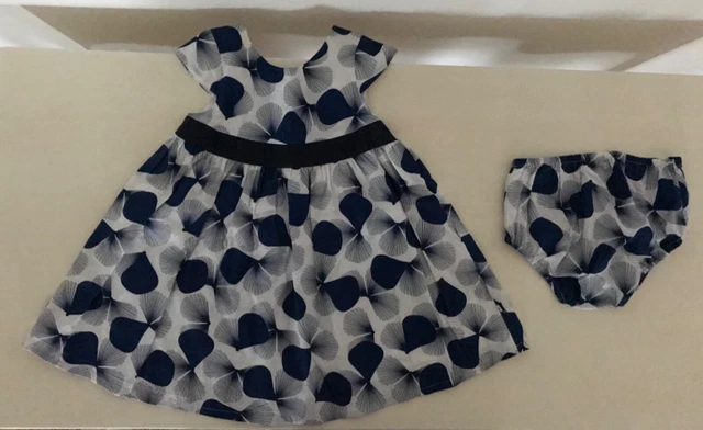 Abito vestito elegante bambina 3 anni 98 cm maniche corte bloomer blu Okaidi