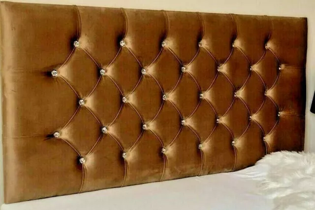 Headboard Velvet / Naples Fabric Chesterfield 26" 3Ft 4Ft 4Ft6" 5Ft Free P&P