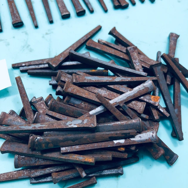 2 - 1/4 inch Vintage Used Square Head iron Common Cut Nails   150 count lot 2lb 3