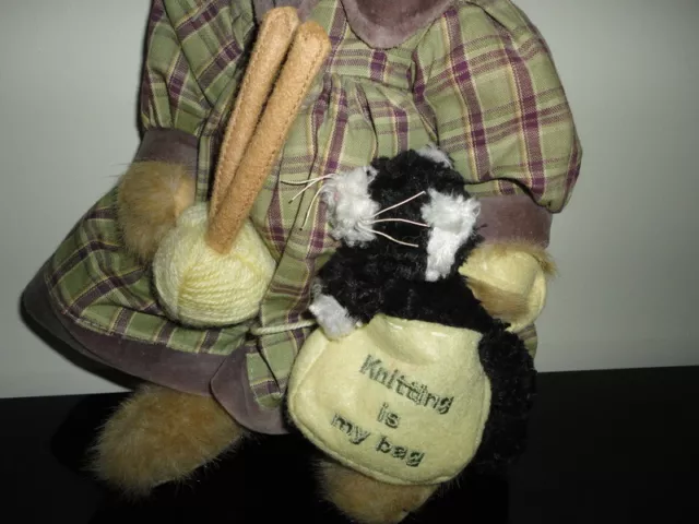 Bearington Bear MRS KNITTER PEARL CAT Handcrafted Jointed Limited Edition Retire 3