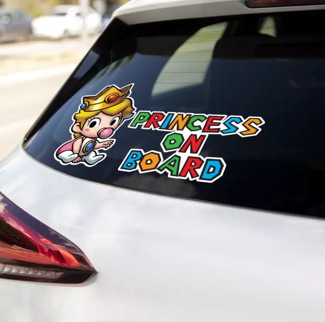 Baby On Board Princess Peach Mario Fan Art VINYL DECAL STICKER GRAPHIC FUNNY CAR