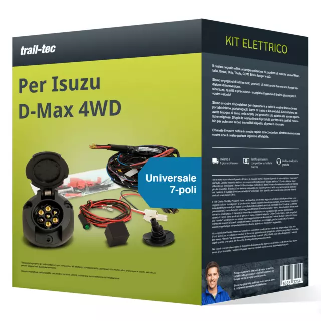 Kit elettrico universale 7 poli adatto per ISUZU D-Max 4WD 02-06 trail-tec Nuovo