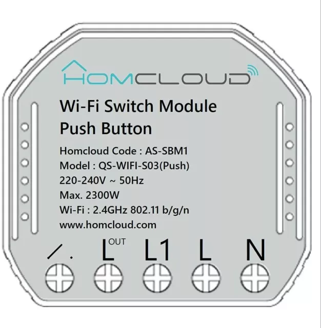Homcloud Modulo Smart Pulsante 220V AC 1CHx1.5A Wi-Fi+RF 2.4G