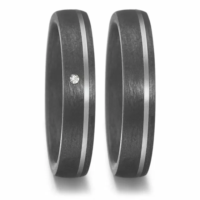 Alliances Bague de Couple Fiançailles Alliances Titan Charbon+Diamant+Gravure