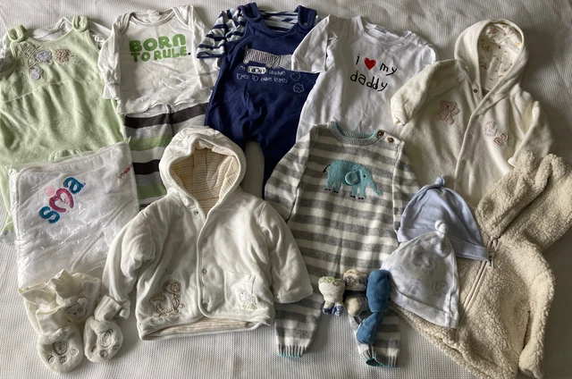 Pacchetto abbigliamento bambino ragazzi o unisex 0-3 mesi John Lewis, M&S ecc.