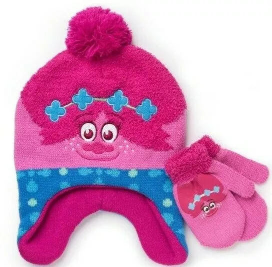 Dream Works Trolls Toddler Girls Hat and Mittens Set NWT  Poppy    One Size