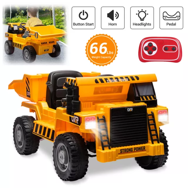 12V Kids Ride On Dump Truck with Electric Dump Bed Remote Control MP3 Car Toys