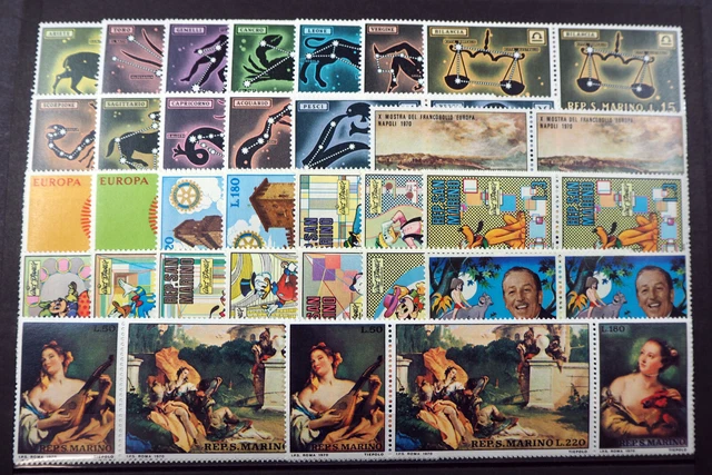 1970 San Marino; 52 komplette Jahrgänge, postfrisch/MNH, MiNr 942/971, ME 603,- 2