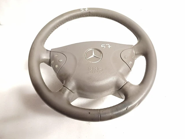 Volant Mercedes-Benz Bois Et Cuir Frêne Brun - Pour W211, R230, C209, Etc. - Occasion Fonctionnel
