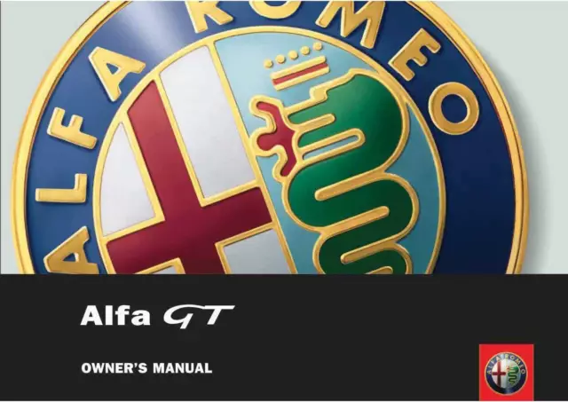 ALFA ROMEO GT OWNERS HANDBOOK MANUAL 2005-2010 New Print REPRO