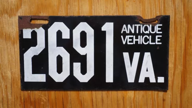 1950's Virginia Antique Vehicle PORCELAIN License Plate Low # 2691