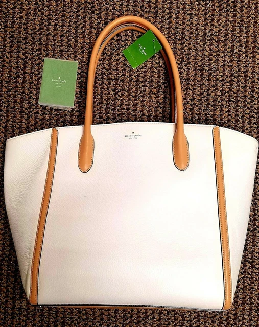 KATE SPADE New York Forster Caroline Lane Cream Leather Tote Bag BRAND NEW!