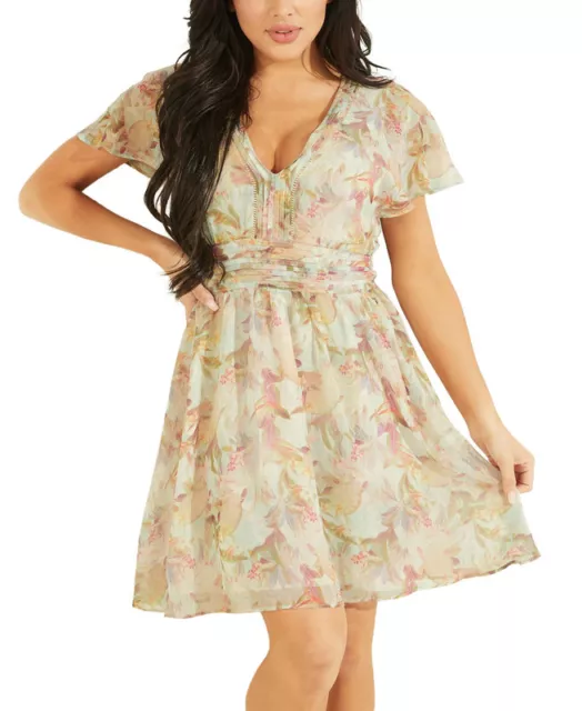 Guess Women's Dahlia Printed Fit & Flare Dress (Miraflores Print, Medium)