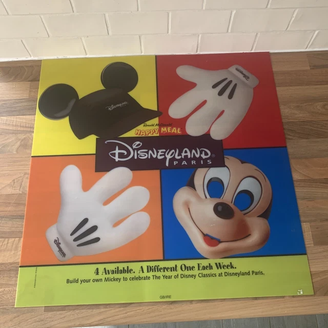 McDonalds Happy Meal Translite Sign - Disneyland Paris Mickey 1998 55cm x 55cm