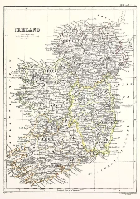 Vintage Map of Ireland Wall Art Poster Print Picture A3 A4